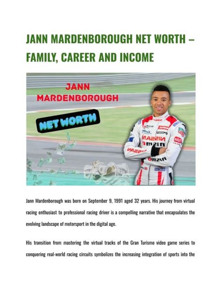 Unveiling The Income Streams Of Racing Star Jann Mardenborough