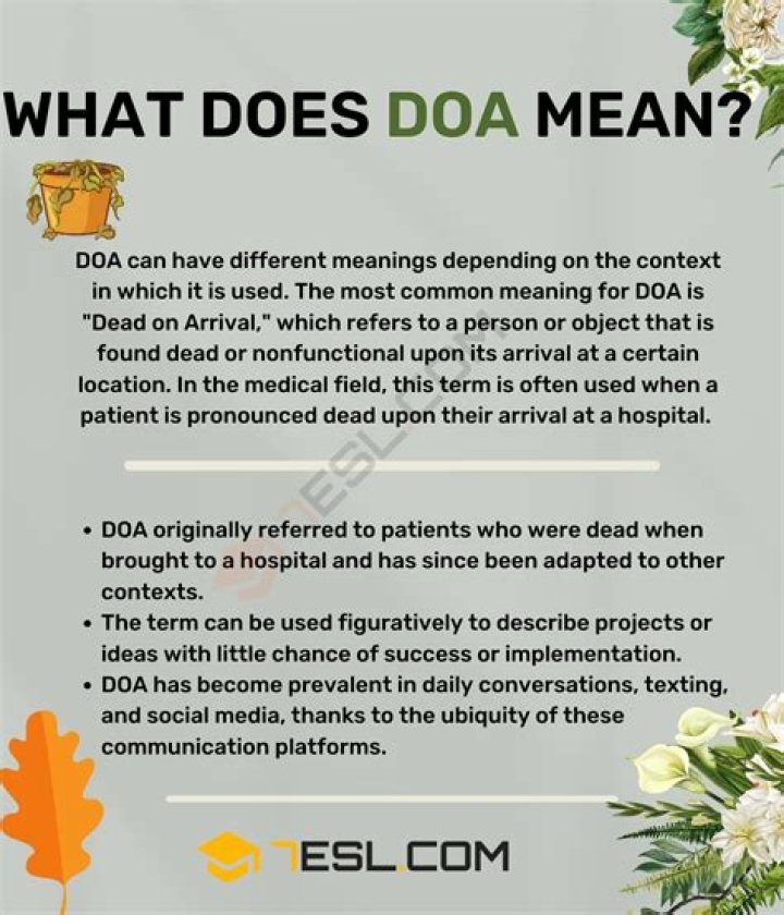 What DOA Means And Its Untold Secrets